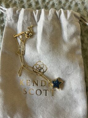 Kendra Scott Gold Necklace with Blue Glitter Star Pendant
